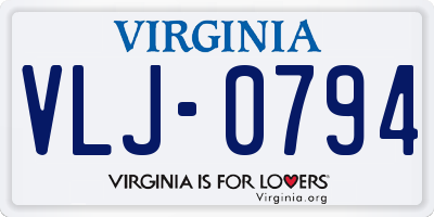 VA license plate VLJ0794