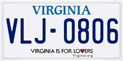 VA license plate VLJ0806