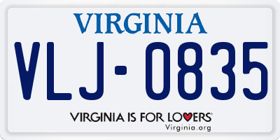 VA license plate VLJ0835