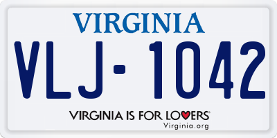 VA license plate VLJ1042