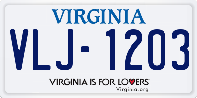 VA license plate VLJ1203