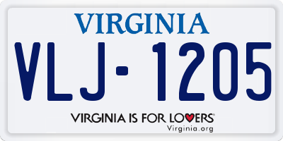 VA license plate VLJ1205