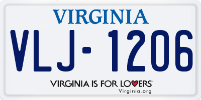 VA license plate VLJ1206