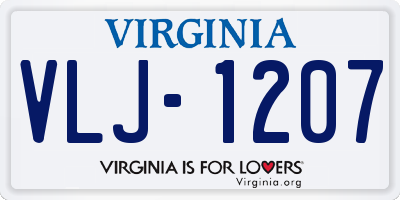 VA license plate VLJ1207