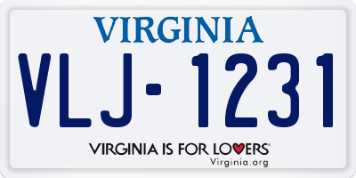 VA license plate VLJ1231
