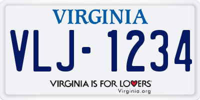 VA license plate VLJ1234