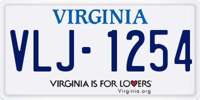 VA license plate VLJ1254