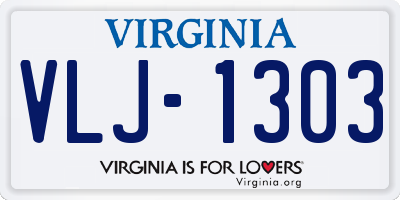 VA license plate VLJ1303