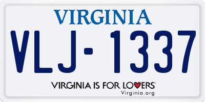 VA license plate VLJ1337