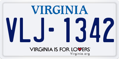 VA license plate VLJ1342