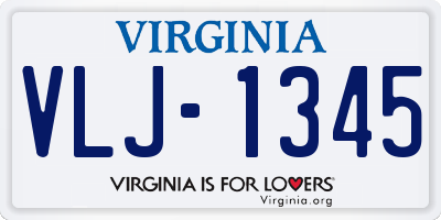 VA license plate VLJ1345