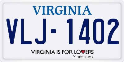 VA license plate VLJ1402