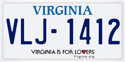 VA license plate VLJ1412