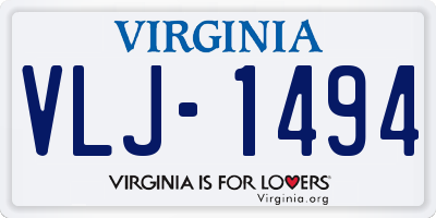 VA license plate VLJ1494