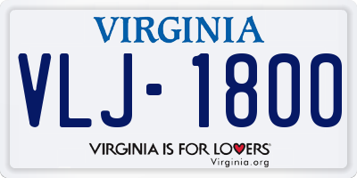 VA license plate VLJ1800