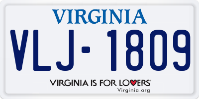 VA license plate VLJ1809