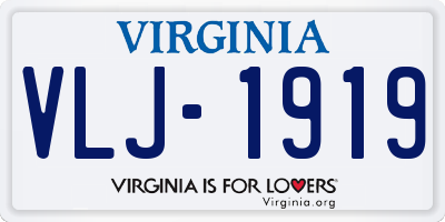 VA license plate VLJ1919