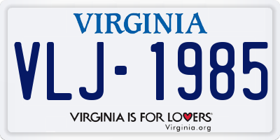 VA license plate VLJ1985