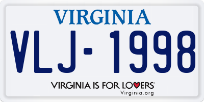 VA license plate VLJ1998