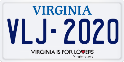 VA license plate VLJ2020