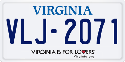 VA license plate VLJ2071