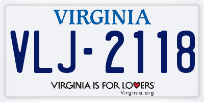 VA license plate VLJ2118