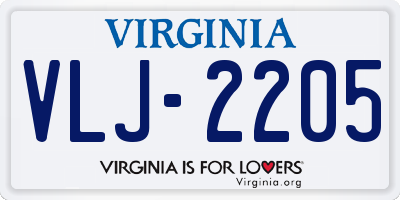 VA license plate VLJ2205