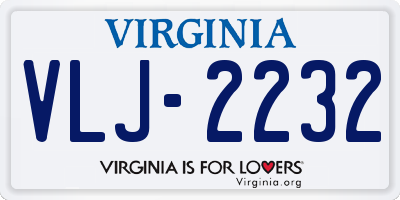 VA license plate VLJ2232