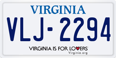 VA license plate VLJ2294