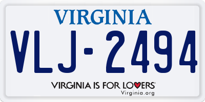 VA license plate VLJ2494