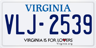 VA license plate VLJ2539