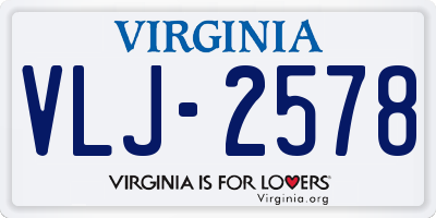 VA license plate VLJ2578