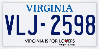 VA license plate VLJ2598