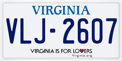 VA license plate VLJ2607