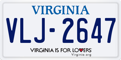 VA license plate VLJ2647