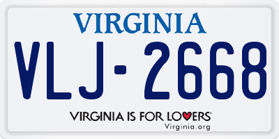 VA license plate VLJ2668