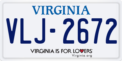 VA license plate VLJ2672