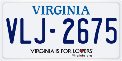 VA license plate VLJ2675