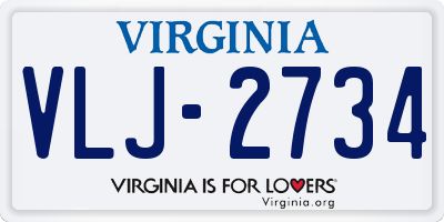 VA license plate VLJ2734