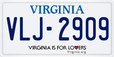 VA license plate VLJ2909