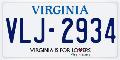 VA license plate VLJ2934