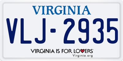 VA license plate VLJ2935