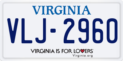 VA license plate VLJ2960