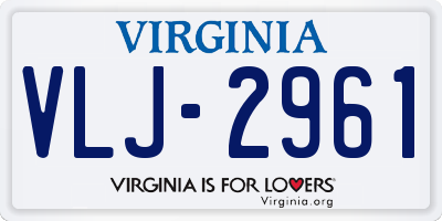 VA license plate VLJ2961