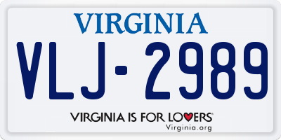 VA license plate VLJ2989