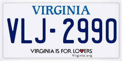 VA license plate VLJ2990