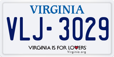 VA license plate VLJ3029