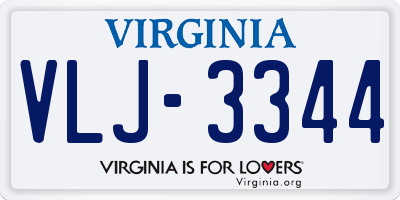 VA license plate VLJ3344