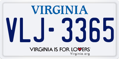 VA license plate VLJ3365