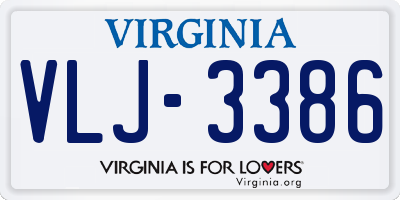 VA license plate VLJ3386